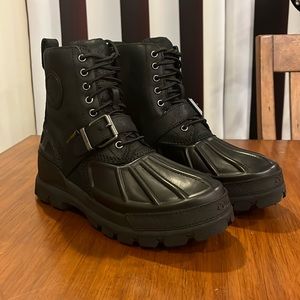 Polo Ralph Lauren Oslo High Boots black leather Waterproof Buckle Mens Size 8.5